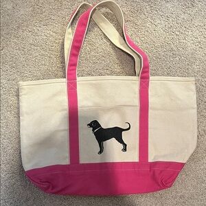The Black Dog Pink and Cream Dog Canvas Tote Bag